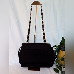 Salvatore Ferragamo Black and Gold Shoulder Bag